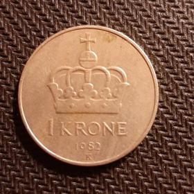 Монета 1 крона 1982 год Норвегия