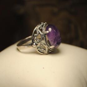 винтажное кольцо перстень посеребрение натуральный природный аметист  