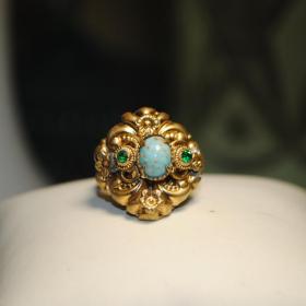 винтажное кольцо перстень чехословакия латунь стекло  