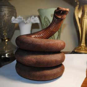 шикарная интерьерная скульптура ваза "ЗМЕЯ" "ГАДЮКА" дерево ручная работа  