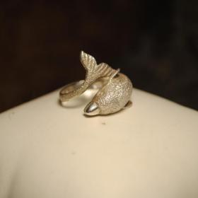 кольцо "ДЕЛЬФИН" серебро 925 кокошник  