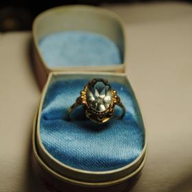 винтажное кольцо СССР маркировка позолота ювелирное стекло 