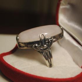 винтажное кольцо посеребрение натуральный камень розовый кварц маркировка  