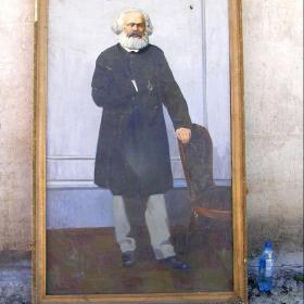 портрет Карла Маркса 1,2х2,0 м. худ. Д. Беляев СССР  