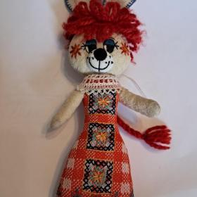 Кукла текстильная ручной работы Зайка, винтаж 19 см