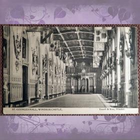 Антикварная открытка "Виндзорский замок. Зал Св. Георгия. Интерьер". Англия