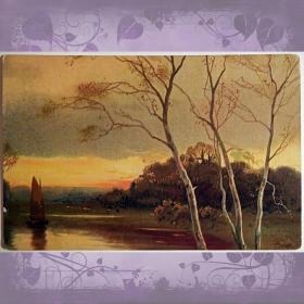 Антикварная открытка "Осенний пейзаж"