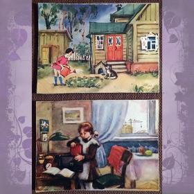 Картинки-карточки (6 шт.).  Учебное пособие. 1950-е годы