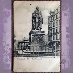 Антикварная открытка "Франкфурт. Памятник Гете". Германия