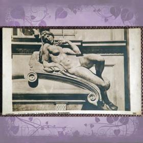 Антикварная открытка. Микеланджело "Аврора". Капелла Медичи. Флоренция. Италия