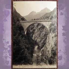 Антикварная открытка "Луз-Сен-Совер. Мост Наполеона". Франция