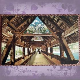 Антикварная открытка "Люцерн. Старинный мост Капельбрюкке". Швейцария