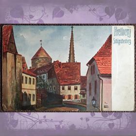 Антикварная открытка "Фрайберг. Вид на замок". Германия