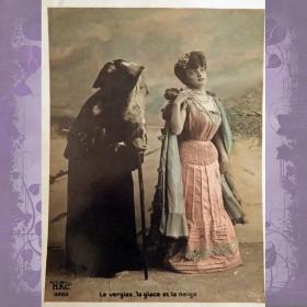 Антикварная открытка "Девушка и старец"