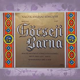 Этикетка. Пиво "Gocseji Barna". Венгрия