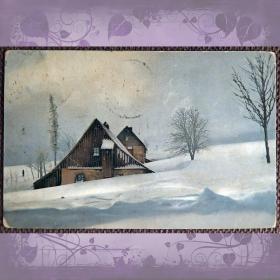 Антикварная открытка "Снежная зима"
