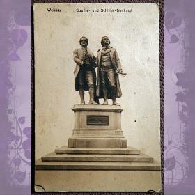 Антикварная открытка "Веймар. Памятник Гете и Шиллеру". Германия"