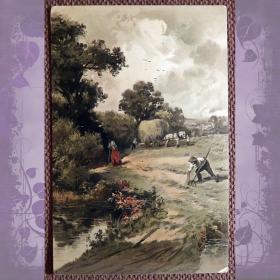 Антикварная открытка "Сельский пейзаж"