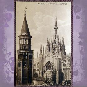 Антикварная открытка "Милан. Башня Св. Готардо". Италия