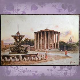 Антикварная открытка "Рим. Храм Весты". Италия