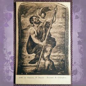 Антикварная открытка. Тициан "Св. Христофор"