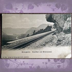 Антикварная открытка "Узкоколейка Brunigbahn. Брюнигбан. Бриенцское озеро и долина Хаслитал". Швейцария