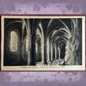 Антикварная открытка "Шильонский замок. Место заключения Ф. Бонивара". Швейцария