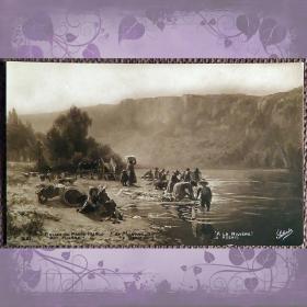 Антикварная открытка "У реки"