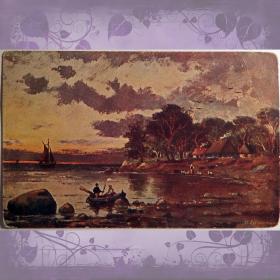Антикварная открытка "На озере"