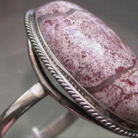 Кольцо винтаж мельхиор вставка розовая яшма кабашон