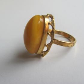  Кольцо перстень винтаж янтарный натуральный янтарь желток клеймо маркировано времен СССР размер 17