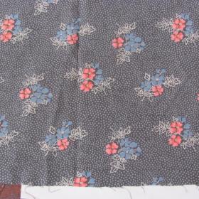Роскошная ткань отрез винтаж штапель натуральная серенькая розово-голубые букетики СССР 0,95 на 3 м