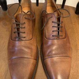 Кожаные мужские туфли Оксфорды cap toe премиум бренда Cordwainerв винтажном стиле, размер  10,5  ( 44,5 ) Ручная работа