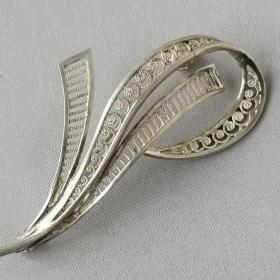Брошь Веточка, скань, серебро 835 пр. Германия 