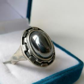 Кольцо перстень с гематитом, серебро 925 пр