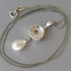 Кулон на цепочке, бриллиант, серебро 875 пр., бренда  Storks, винтаж  