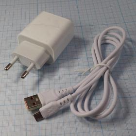 Мощная USB-зарядка Адаптер Зарядное устройство Denmen (Вх. A220-240V, Вых. DC5V, 12W, 2хUSB)