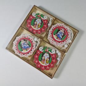 Елочные новогодние игрушки украшения упаковка 12 шт дерево Новый год деревянные Снегурочка Дед Мороз