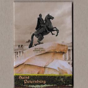Магнит сувенирный, закатной, Санкт-Петербург, Медный всадник, памятник Петру I​