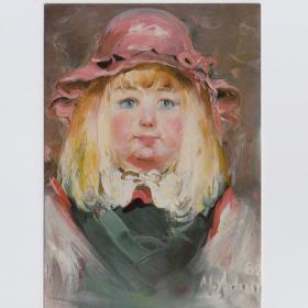 Открытка иностранная Польша 1984 Адамчук Kasia Кэти дети детство девочка портрет ребенок шляпка
