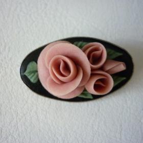 Винтажная брошь "Розы", керамика
