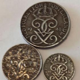 Монеты ШВЕЙЦАРИИ 1940 х гг, 1,2 5 эре